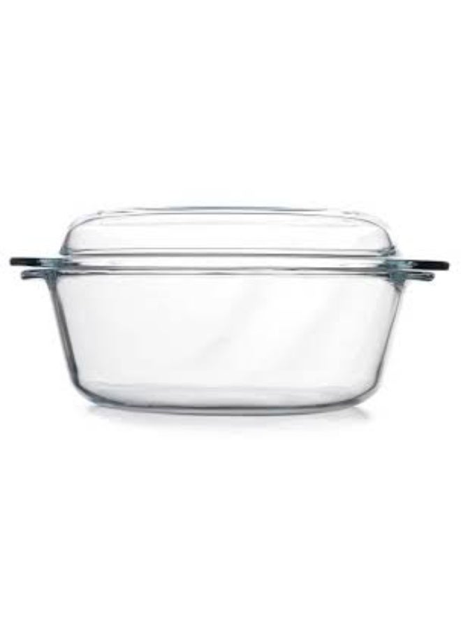 Borcam 59003 Paşabahçe Borcam Round Casserole 2100cc with Cover – Oven-Safe Bakeware - Image 1
